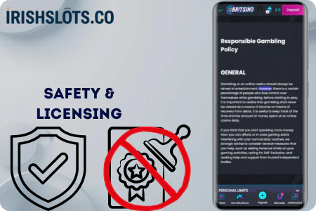 Safety and licensing information for Britsino casino