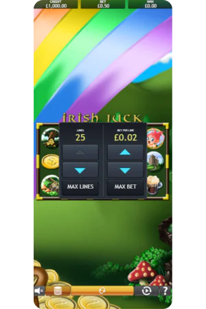 Betting controls in Irish Luck slot