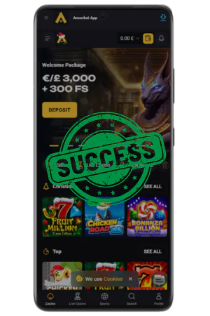 AmonBet successful registration confirmation